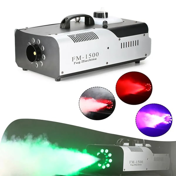 3-in-1 savukone, RGB LED ja DMX-ohjaus, langaton kaukosäädin, 1500 W, musta