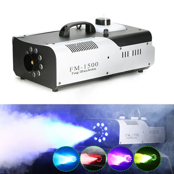 3-in-1 savukone, RGB LED ja DMX-ohjaus, langaton kaukosäädin, 1500 W, musta