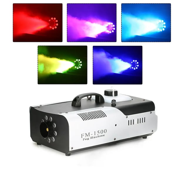 3-in-1 savukone, RGB LED ja DMX-ohjaus, langaton kaukosäädin, 1500 W, musta