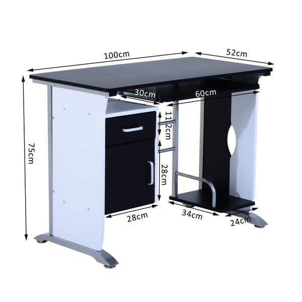 Skrivbord - Datorbord - Rektangulärt - Fristående - 100x52x75 cm - Trä - För Skola/Kontor