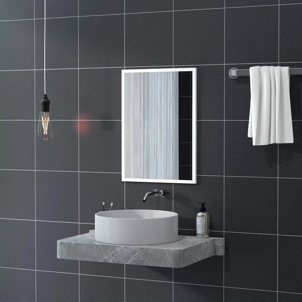 Dekorativ väggspegel - Rektangulär spegel - 50 x 70 cm - Vit