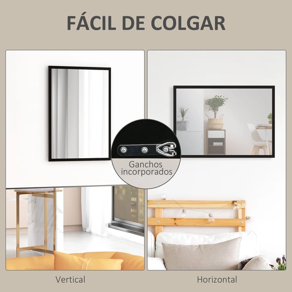Dekorativ Väggspegel - Rektangulär Spegel - 50 x 70 cm - Svart Ram