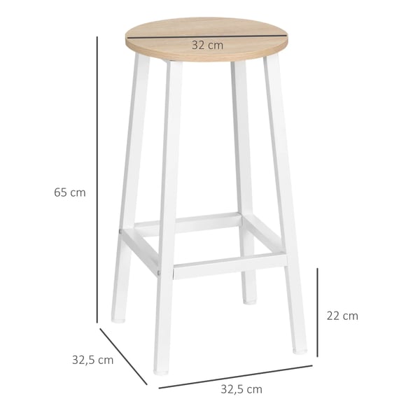 Set med 2 höga barstolar - Köksstolar - Stålben - 32,5x32,5x65 cm - Montering krävs