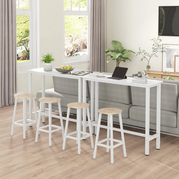 Set med 2 höga barstolar - Köksstolar - Stålben - 32,5x32,5x65 cm - Montering krävs