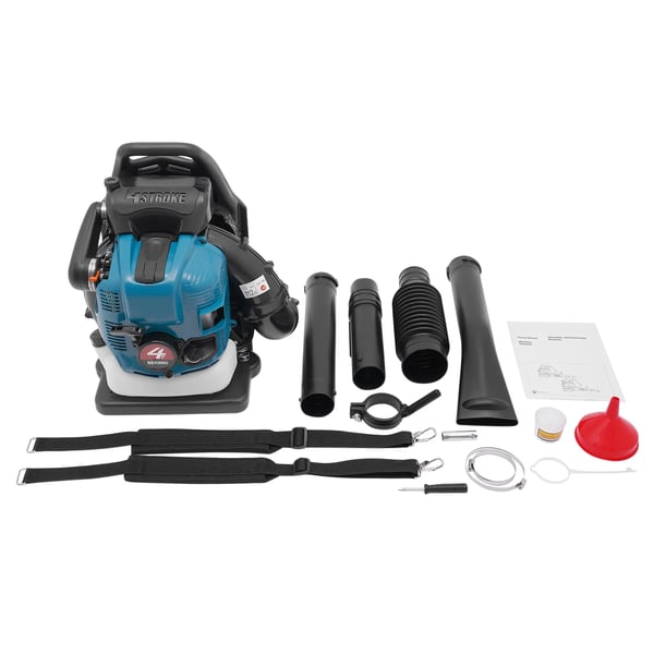 Lehtipuhallin, reppumalli 4‑tahtinen 75,6 cc bensiinikäyttöinen, 2,6 kW johdoton 7000 rpm lehdille/lumelle/pölylle