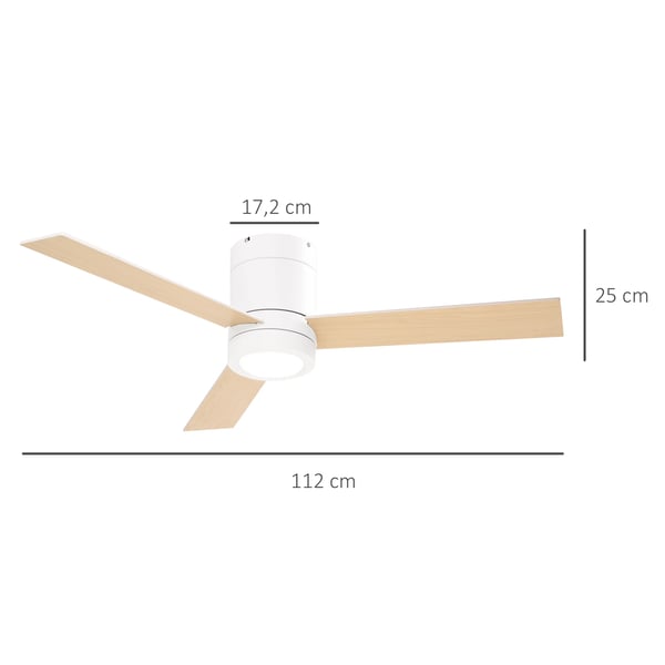 Takfläkt med LED-belysning - 48 W - Fjärrkontroll - 3 träblad - AC