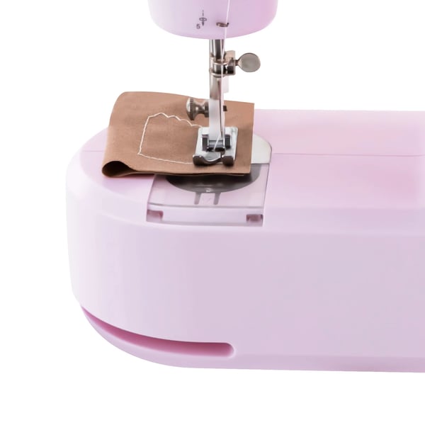 Mini ompelukone - FHSM-398 kotimalli - Lukko-ommel - 2 nopeutta 290–330/min - 100–240V, DC6V Adapteri - Kannettava - Vaaleanpunainen