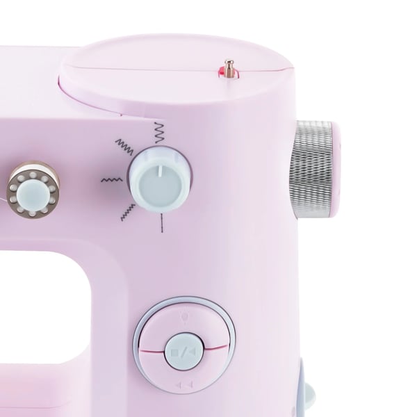Mini ompelukone - FHSM-398 kotimalli - Lukko-ommel - 2 nopeutta 290–330/min - 100–240V, DC6V Adapteri - Kannettava - Vaaleanpunainen