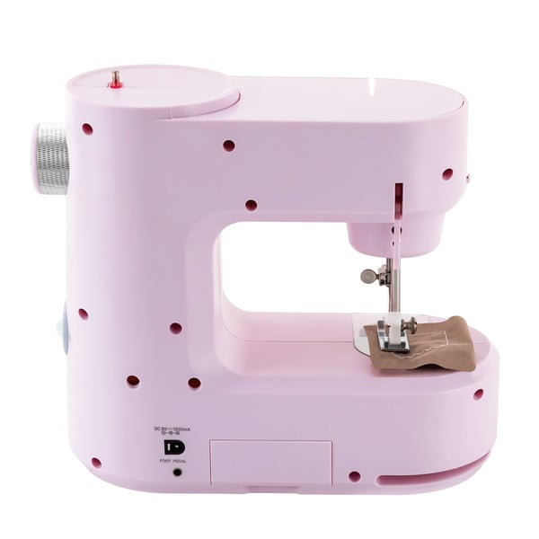 Mini ompelukone - FHSM-398 kotimalli - Lukko-ommel - 2 nopeutta 290–330/min - 100–240V, DC6V Adapteri - Kannettava - Vaaleanpunainen