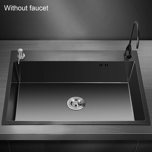 Køkkenvask - Indbygningsvask - Rektangulær Enkel Kumme - Rustfrit Stål - PVD-Nanotekstur - 1 Hul - Uden Armatur - 50 x 45 cm - Mat Sort