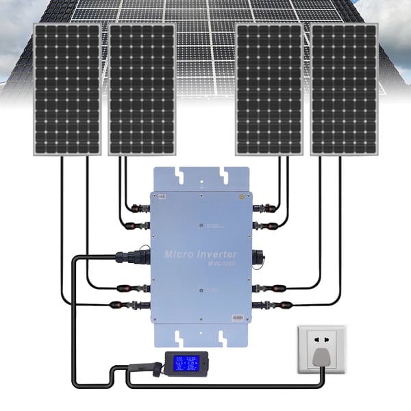 WVC, nettilsluttet mikroinverter til solpaneler, 1200 W, MPPT, DC 22–50 V til AC 220 V, blå