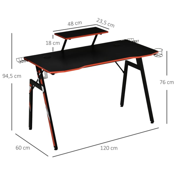 Gaming Skrivbord - Datorskrivbord - Rektangulär - Kopphållare - Bildskärmsställ - Hörlurshållare - Montering Krävs