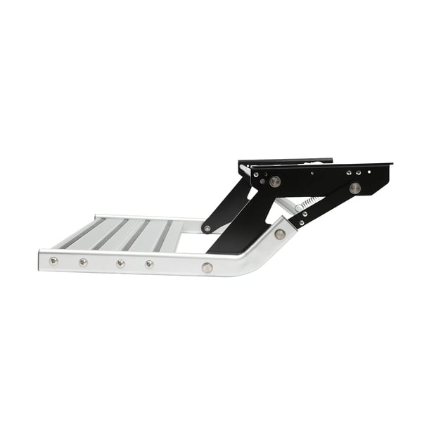 Autocamper/Campingvogn Trin - Manuel Enkelttrin - Aluminium - Foldbar - 150 kg Belastning - Trin 50,9×23,5 cm - Korrosionsbestandig - Sølv