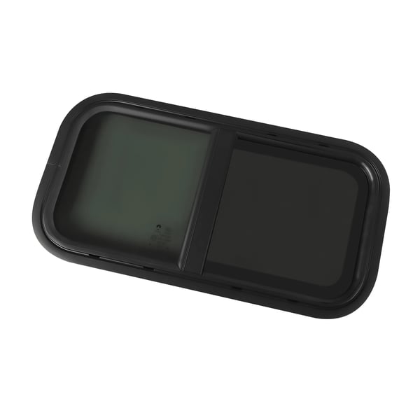 Liukuva matkailuauton ikkuna - Sivuikkuna - Vaakasuuntainen avaus - Alumiini & karkaistu lasi - Jauhemaalattu - Seinän paksuus 46–60 mm - 71×41 cm