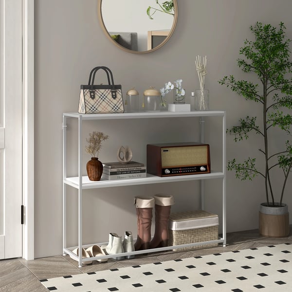 Konsolbord - Hallbord - Öppen Hylla - Mått 100×30×87 cm - Montering Krävs - Vit