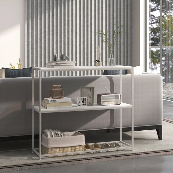 Konsolbord - Hallbord - Öppen Hylla - Mått 100×30×87 cm - Montering Krävs - Vit