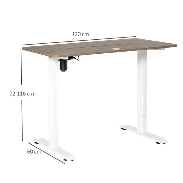 Ståskrivbord - Elektriskt höj- och sänkbart - 4 minneslägen - Bordsskiva 120 x 60 cm - Maxhöjd 116 cm - Vit