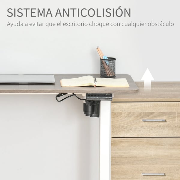 Ståskrivbord - Elektriskt höj- och sänkbart - 4 minneslägen - Bordsskiva 120 x 60 cm - Maxhöjd 116 cm - Vit