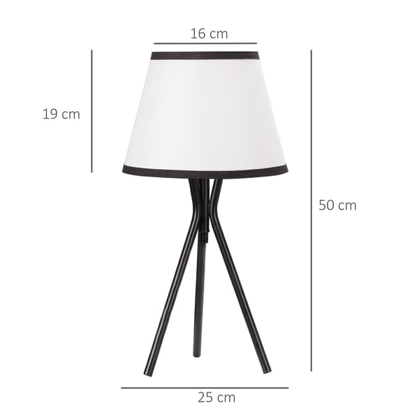 Bordslampa - Tripod - Metallstativ - Tygskärm - E27-sockel - 40 W - Nätström - 60–249 lm
