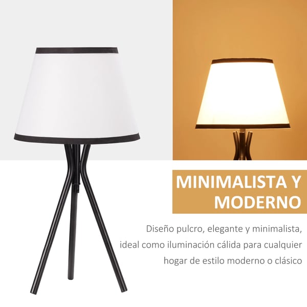 Bordslampa - Tripod - Metallstativ - Tygskärm - E27-sockel - 40 W - Nätström - 60–249 lm