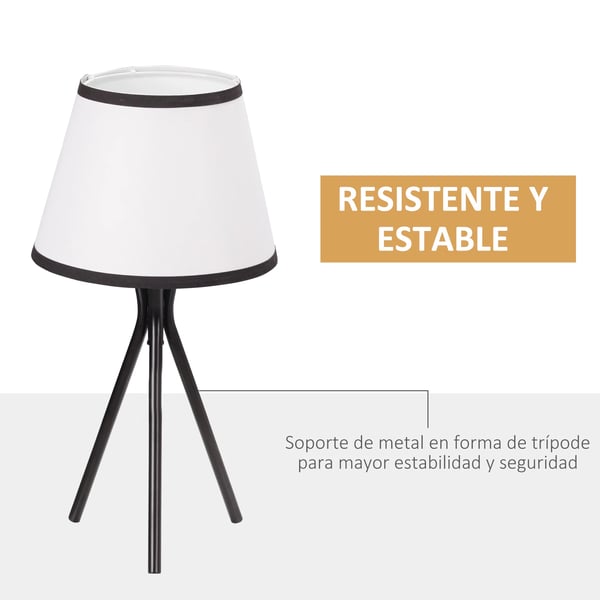 Bordslampa - Tripod - Metallstativ - Tygskärm - E27-sockel - 40 W - Nätström - 60–249 lm