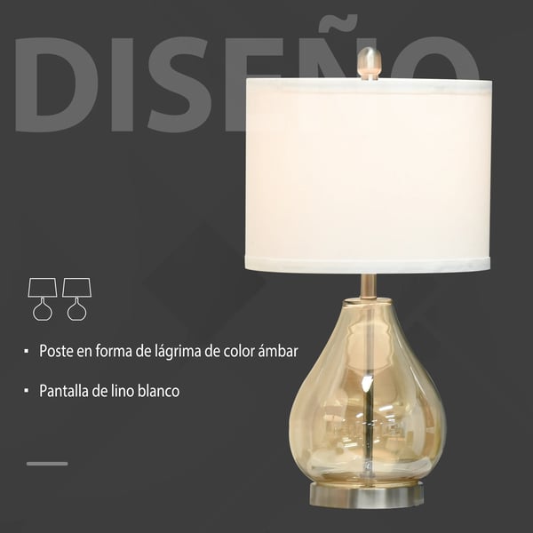 2-pack Bordslampor - Bordslampa - E27 Max 40 W - Linneskärm - Ø30 × 56 cm - 60–249 lm - Nätdrift - Vit