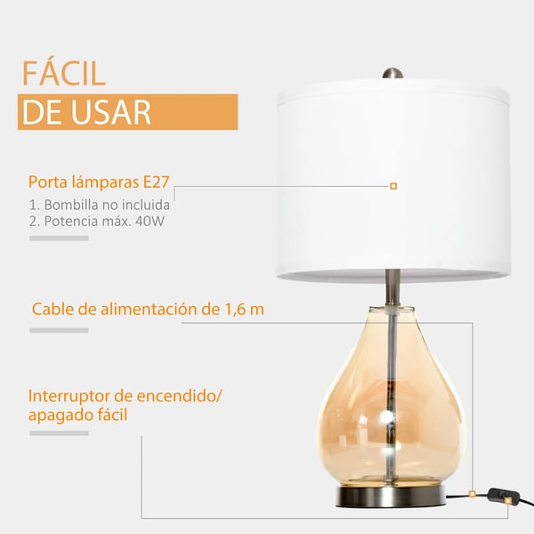 2-pack Bordslampor - Bordslampa - E27 Max 40 W - Linneskärm - Ø30 × 56 cm - 60–249 lm - Nätdrift - Vit