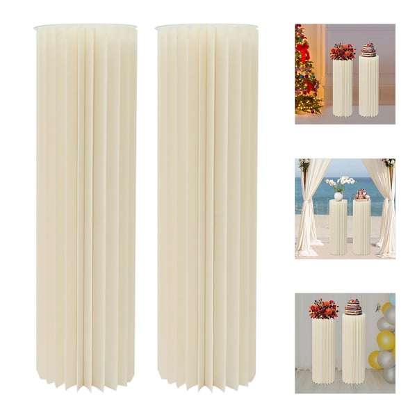 Bryllup fest displaystativ - Cylindriske piedestaler - 2 stk - Sammenfoldelig pap - Akrylplader - 100 cm - Lysegul