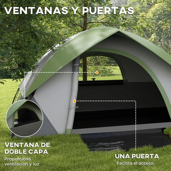 Campingtält - Enmanstält - 210×150×110 cm - 201T Polyester - 1 Sovrum - Grön