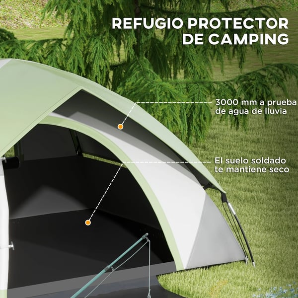 Campingtält - Enmanstält - 210×150×110 cm - 201T Polyester - 1 Sovrum - Grön