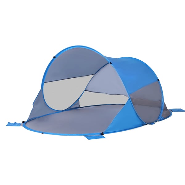 Strandtält - Hopfällbart - 200 x 120 x 90 cm - För 2 personer - Polyester & glasfiber - Ett rum - Blå