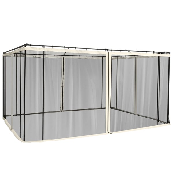 Sidoväggar för paviljong - Set med 4 myggnät - 335 x 207 cm - För trädgårdstält - Svart