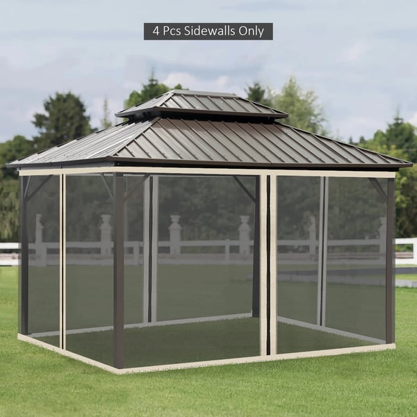 Sidoväggar för paviljong - Set med 4 myggnät - 335 x 207 cm - För trädgårdstält - Svart