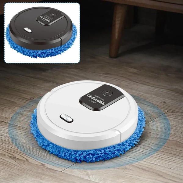 Robotstøvsuger - Automatisk gulvrengøring - Vådmopning og spray - USB-opladning - 1500 mAh, op til 30 min - Til kæledyrshår - 25×25×6,5 cm