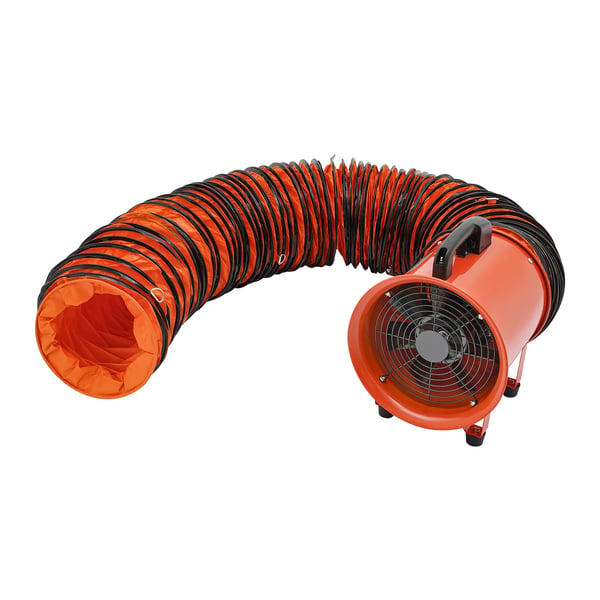 Ilmapuhallin 320W, vapaasti seisova, 2800/3300 rpm, puhdas kuparimoottori, 220V 50–60Hz, 10 m PVC-kanavaletku, oranssi