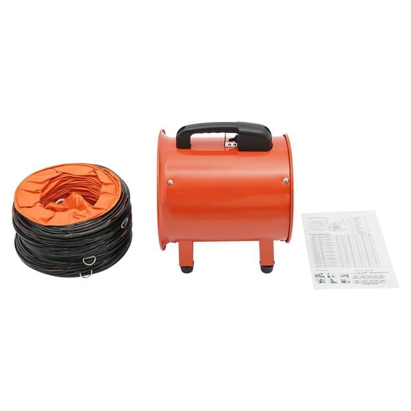 Ilmapuhallin 320W, vapaasti seisova, 2800/3300 rpm, puhdas kuparimoottori, 220V 50–60Hz, 10 m PVC-kanavaletku, oranssi