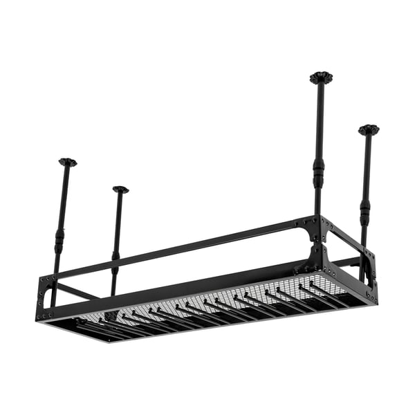 Hængende vinglasstativ i jern - Loftmonteret holder - Længde 100 cm - Justerbar højde 35–55 cm - Maks belastning 50 kg - Til glas Ø<9 cm - Sort