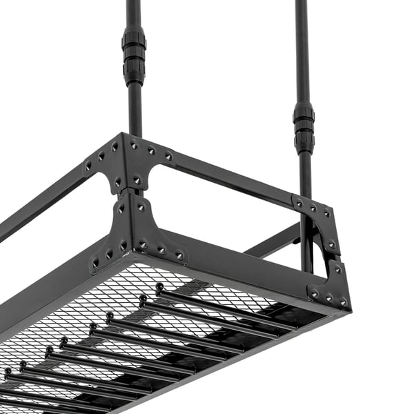 Hængende vinglasstativ i jern - Loftmonteret holder - Længde 100 cm - Justerbar højde 35–55 cm - Maks belastning 50 kg - Til glas Ø<9 cm - Sort