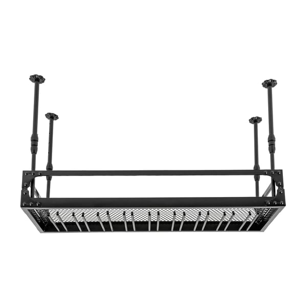 Hængende vinglasstativ i jern - Loftmonteret holder - Længde 100 cm - Justerbar højde 35–55 cm - Maks belastning 50 kg - Til glas Ø<9 cm - Sort