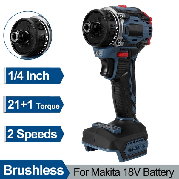 Akkuruuvinväännin - 18 V - Harjaton - 280 Nm - 1/4'' (6,35 mm) kuusiokanta - 2 nopeutta, 21+1 vääntöasetusta - Ilman akkua - Kulta