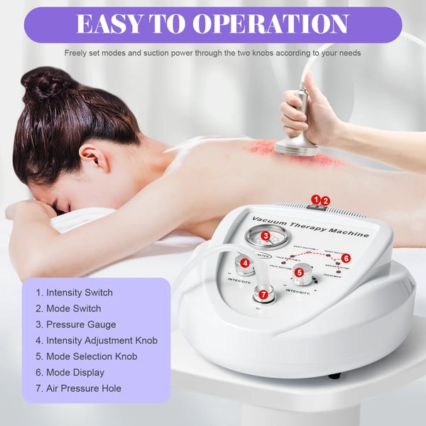 Vakuumterapimaskine - Kropsmassage - Brystforstørrelse & Numseløft - Kropsformning - Salon & Spa - EU-stik - CE - Hvid