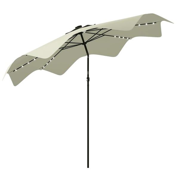 Trädgårdsparasoll - Solcells-LED parasoll - Ø 292 x 248 cm - 32 LED-lampor - Elfenben