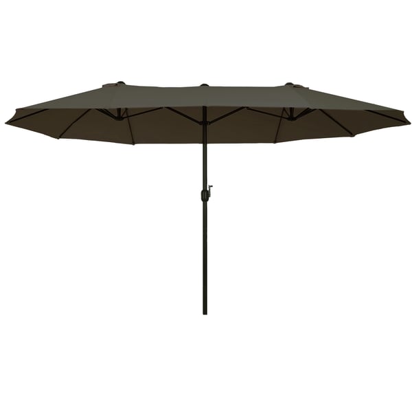 Dubbelparasoll - Trädgårdsparasoll - Mått 455x265x238 cm - Manuell vev - Stor skuggyta - För utomhusbruk - Montering krävs - Grå