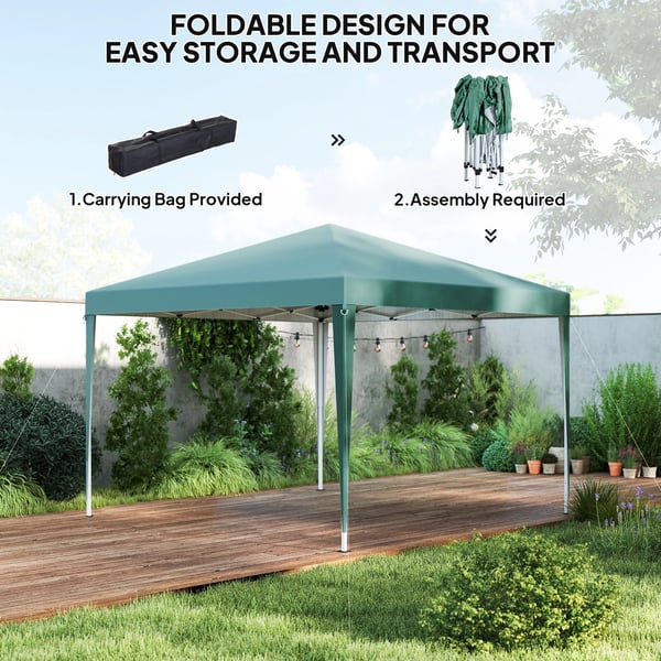 Fällbart partytält - Paviljong 6 x 3 m - Höjdjusterbar i 3 nivåer - Material 100 % polyester - Militärgrön