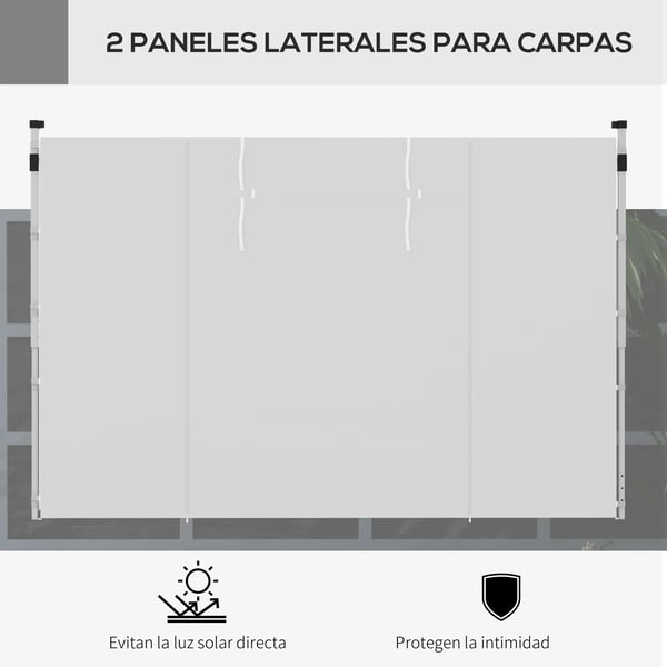 Paviljong/tält - Sidovägg - 2 paneler - 295x195 cm - Tyg - Med fönster - Vit