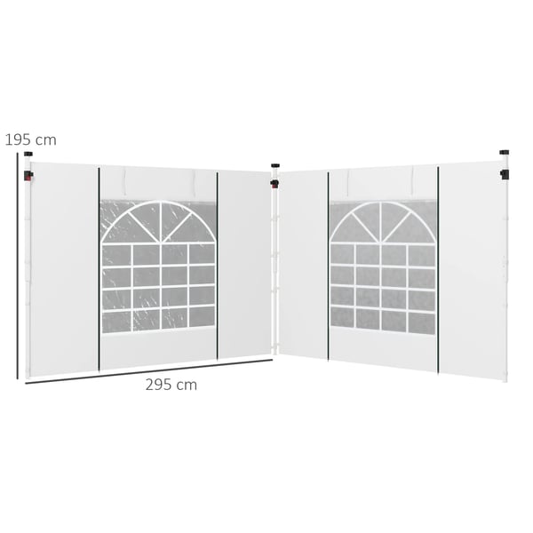 Paviljong/tält - Sidovägg - 2 paneler - 295x195 cm - Tyg - Med fönster - Vit