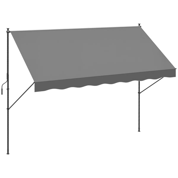 Markis - Infällbar Med Vev - Mått 200×175 cm - Höjd 210–310 cm - UV40+ - Polyesterduk - Ljusgrå