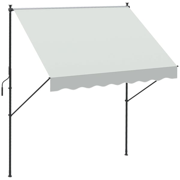 Infällbar markis - Manuell - 200 x 175 cm - Höjd 210–310 cm - Vevarm - UV 40+ - Polyesterduk - Kräm