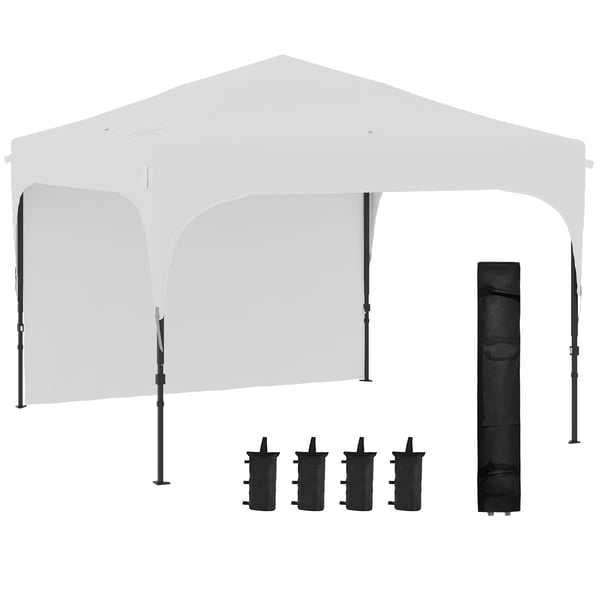 Paviljong - Fällbart Partytält - 3x3 m - Höj- och sänkbar - 1 Sidovägg - 100% Polyester - Vit