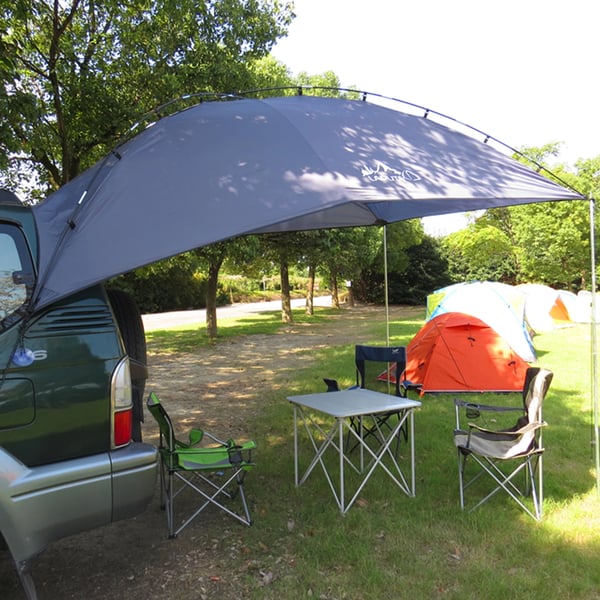 Bil/SUV bagklaptelt - Camping solsejl/markise - 201T polyester - Kulfiberstænger - Til 2 personer - Alle årstider - Enkelt lag - Multifarvet